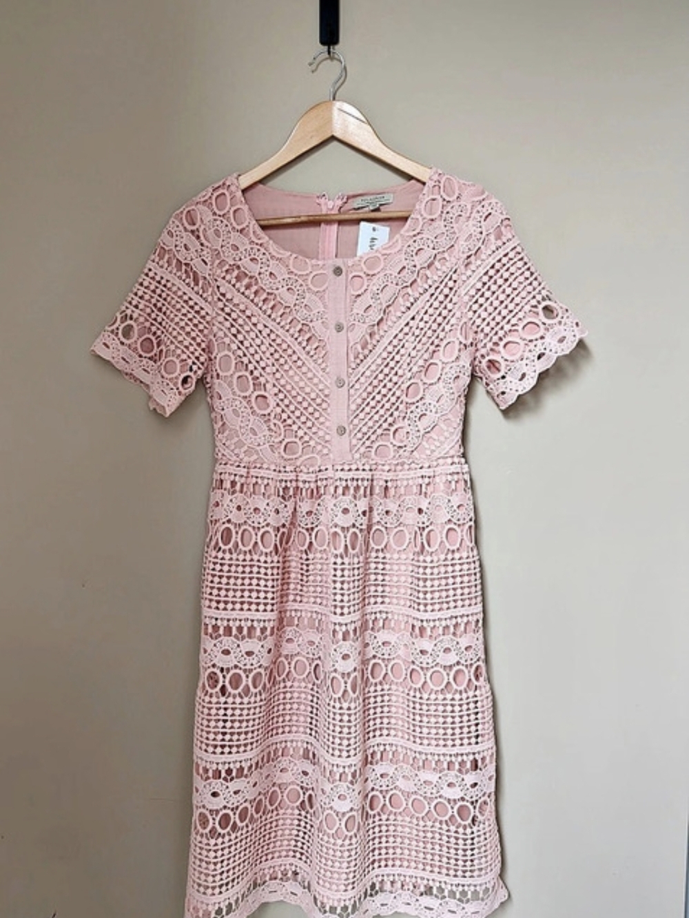 Polagram Lace Midi Dress in Pink Size Small NWT
